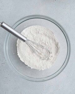 flour whisked in a bowl.
