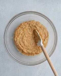 muffin batter mixed in a bowl.