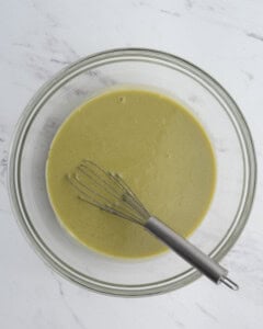 pistachio egg batter in a bowl.