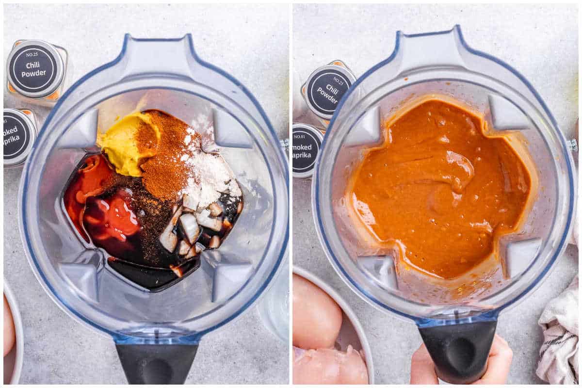 Process shot to make the BBQ sauce in a blender.