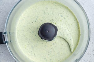green goddess dressing blended in a good processor.
