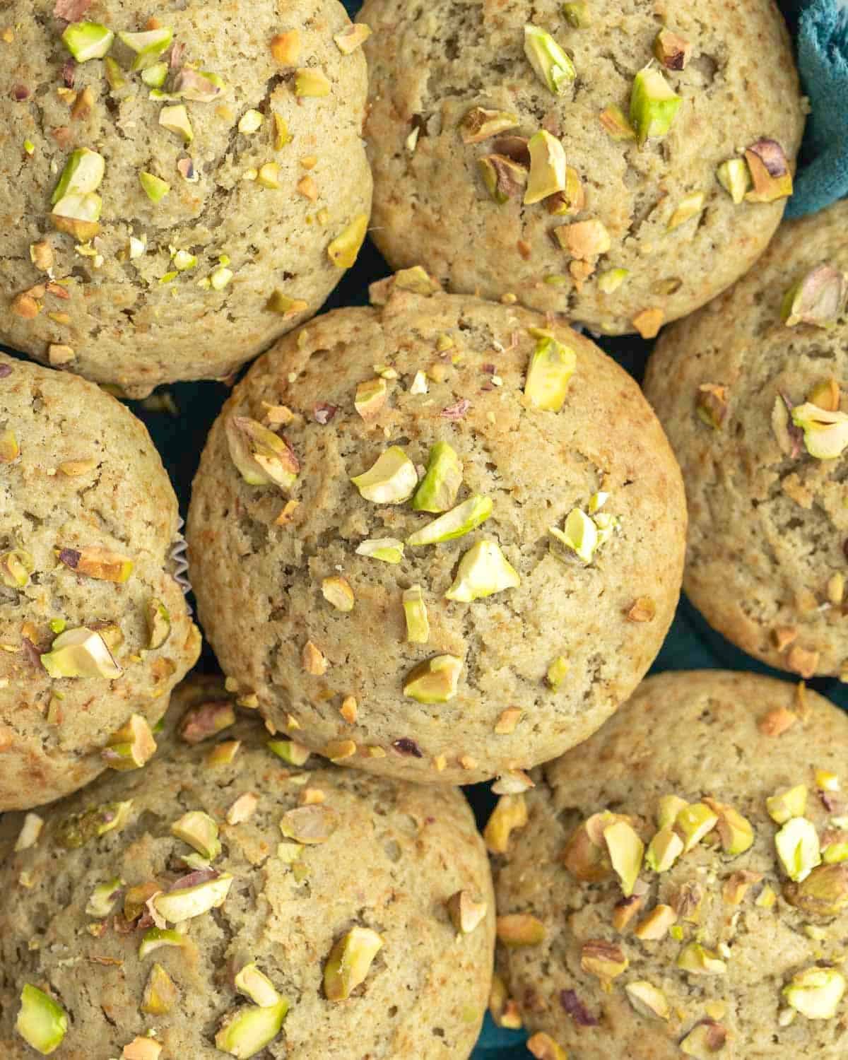 pistachio muffins by each other.