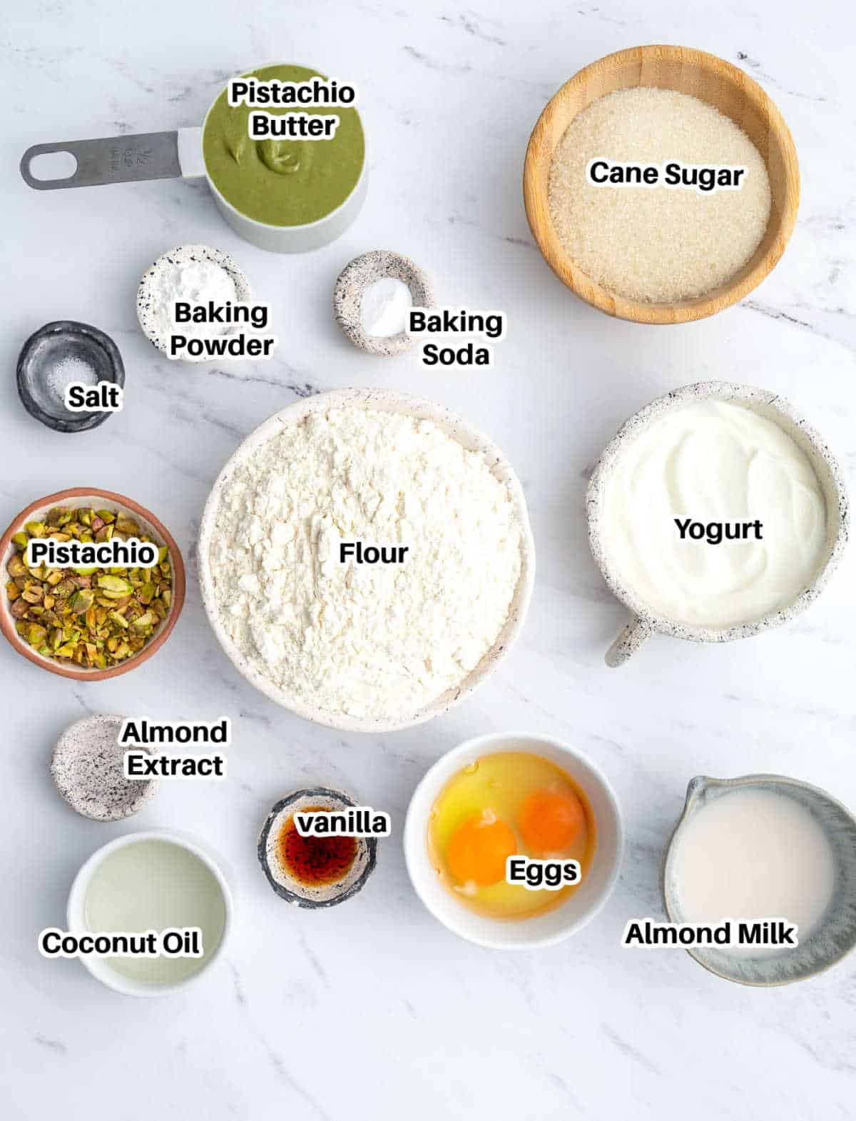 ingredients for pistachio muffins.
