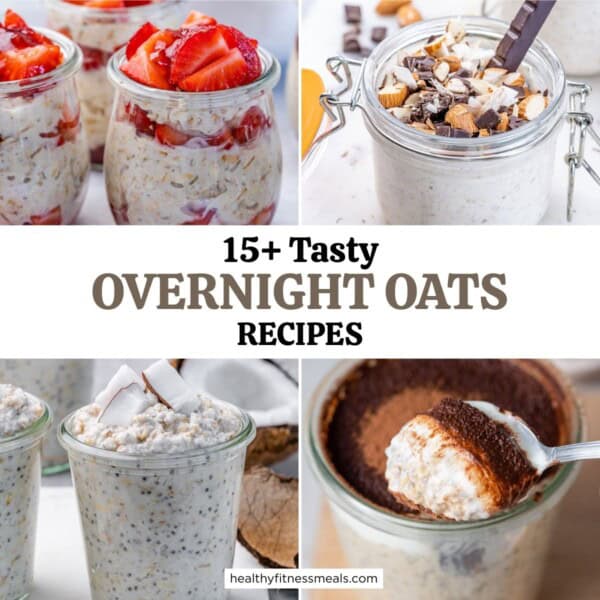 roundup collage for with 4 overnight oat recipes.