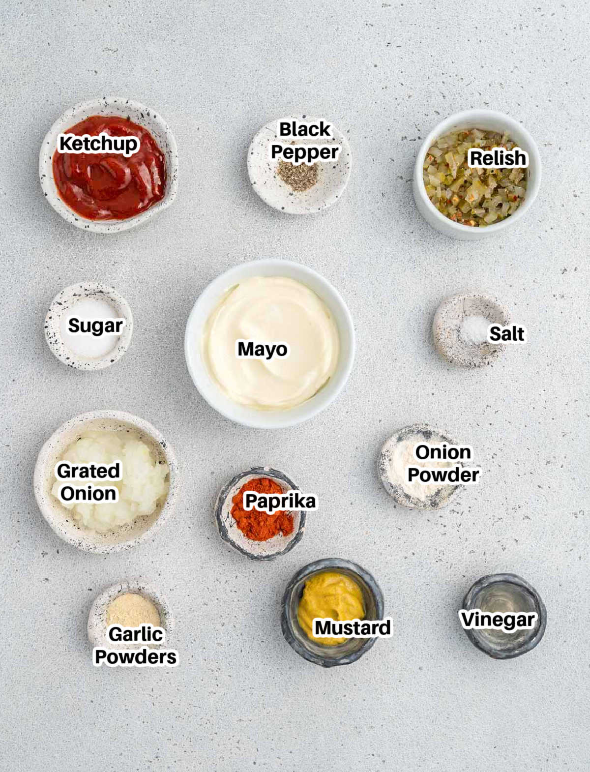 Ingredients for Big Mac sauce.