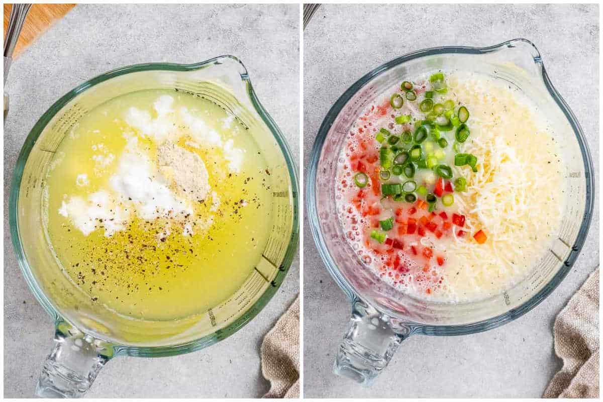 process shot for egg bites being whisked before baking.