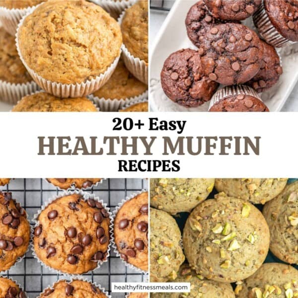 collage for muffins for a roundup on muffin recipes.