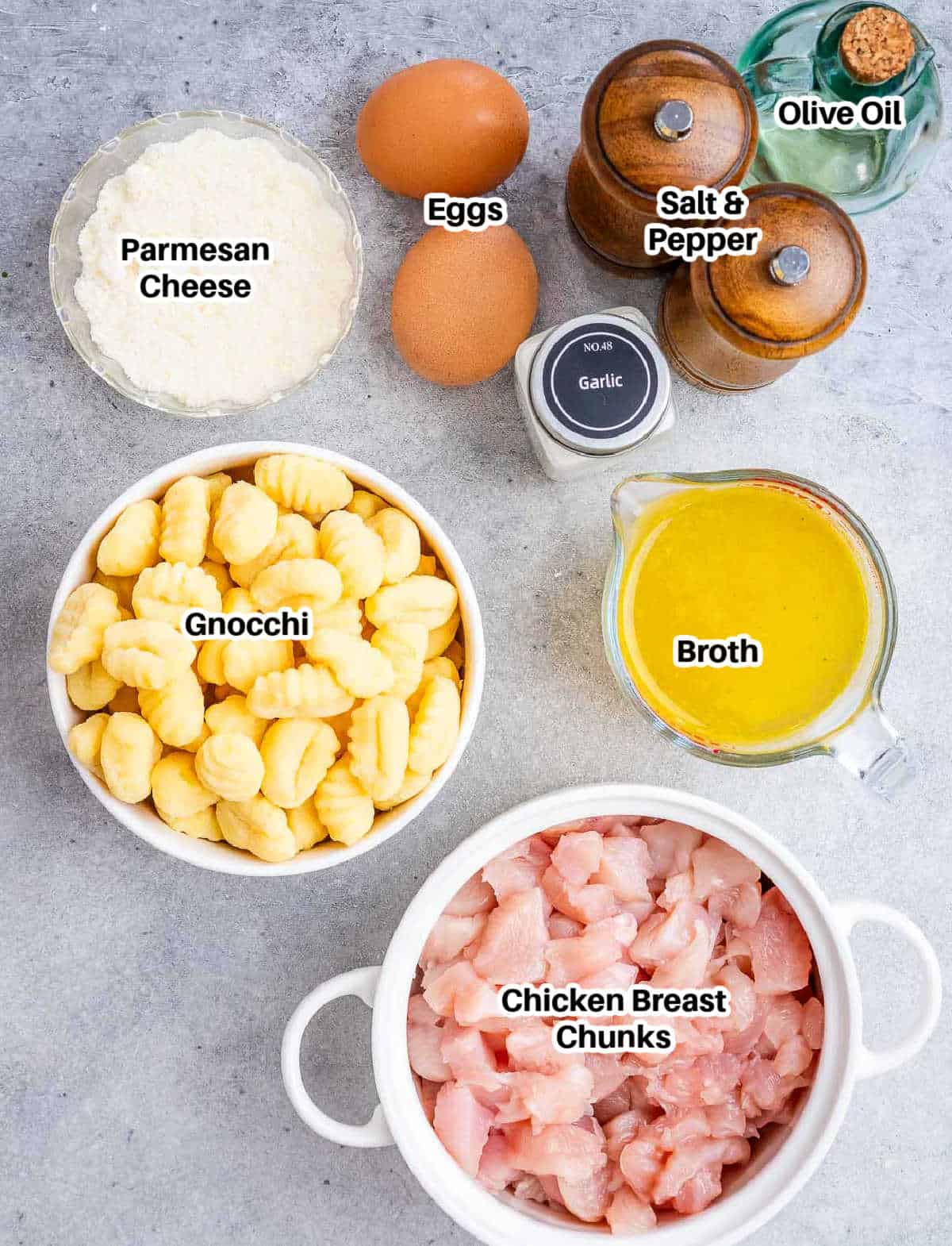 ingredients for gnocchi carbonara.