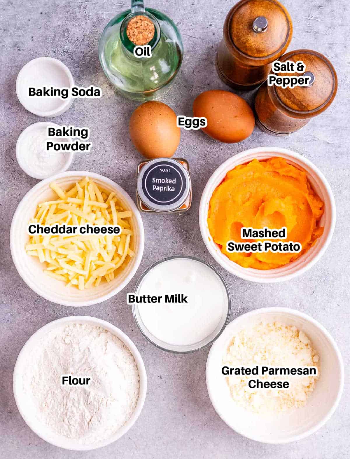 ingredients for sweet potato waffles.