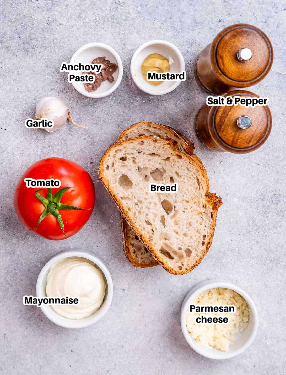 ingredients to make a tomato sandwich.