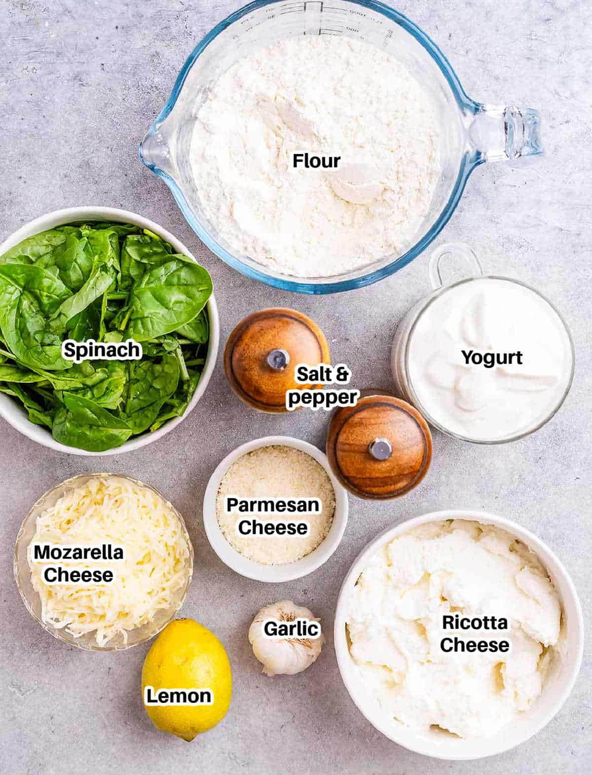 ingredients to make white pizza. 
