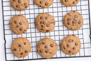 baked cookies on a wire rack to be cooled.