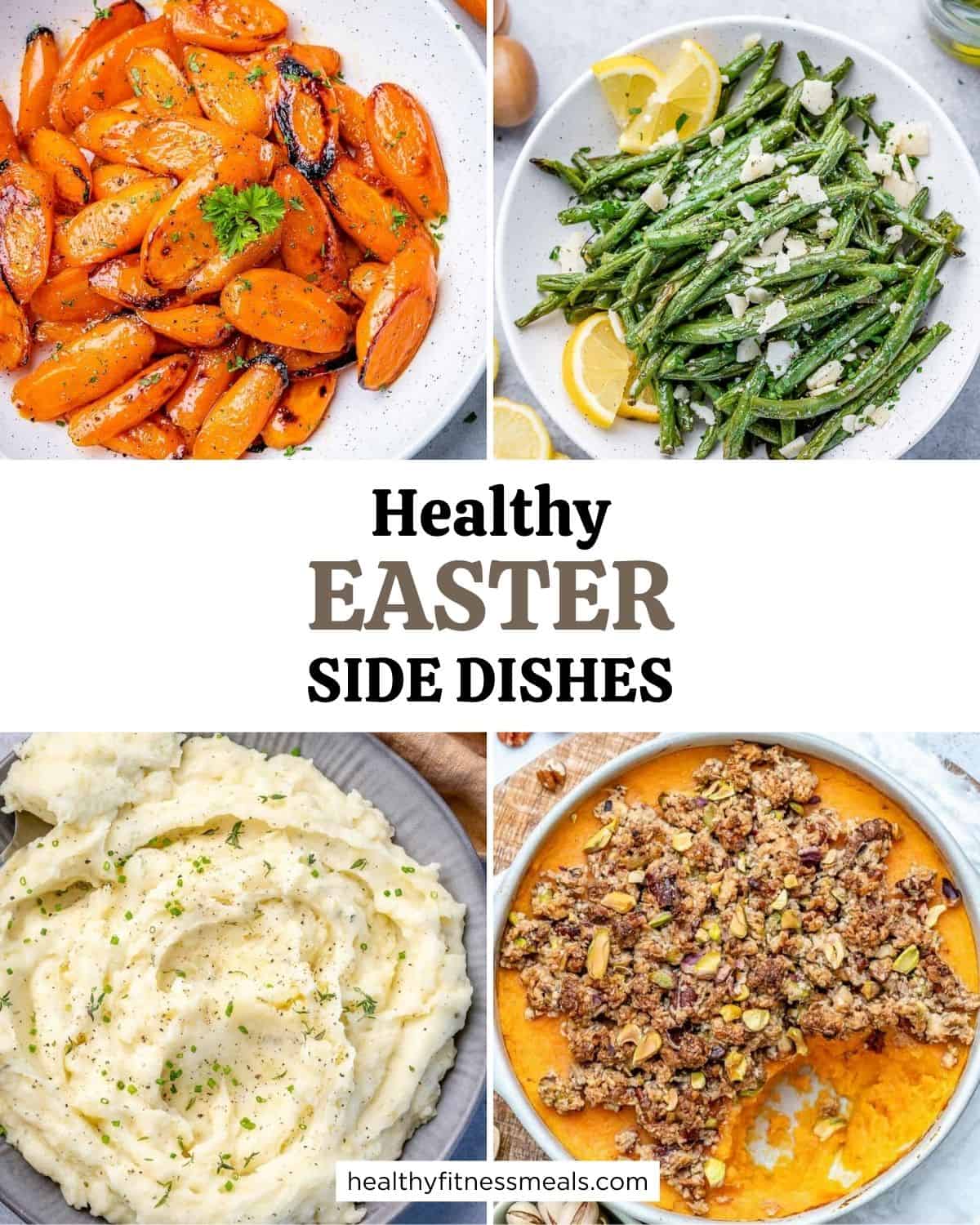 collage with 4 images for Easter side dishes.
