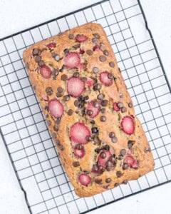 banana bread over a wire rack to cool down.