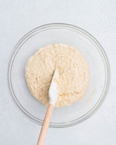 banana bread batter in a bowl.