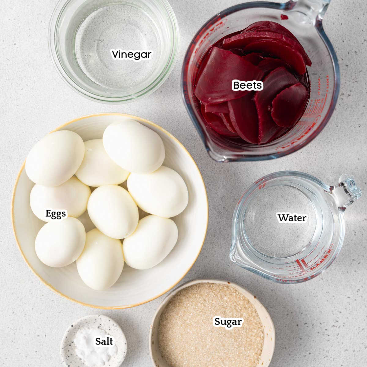 ingredients to make beet-pickled eggs.