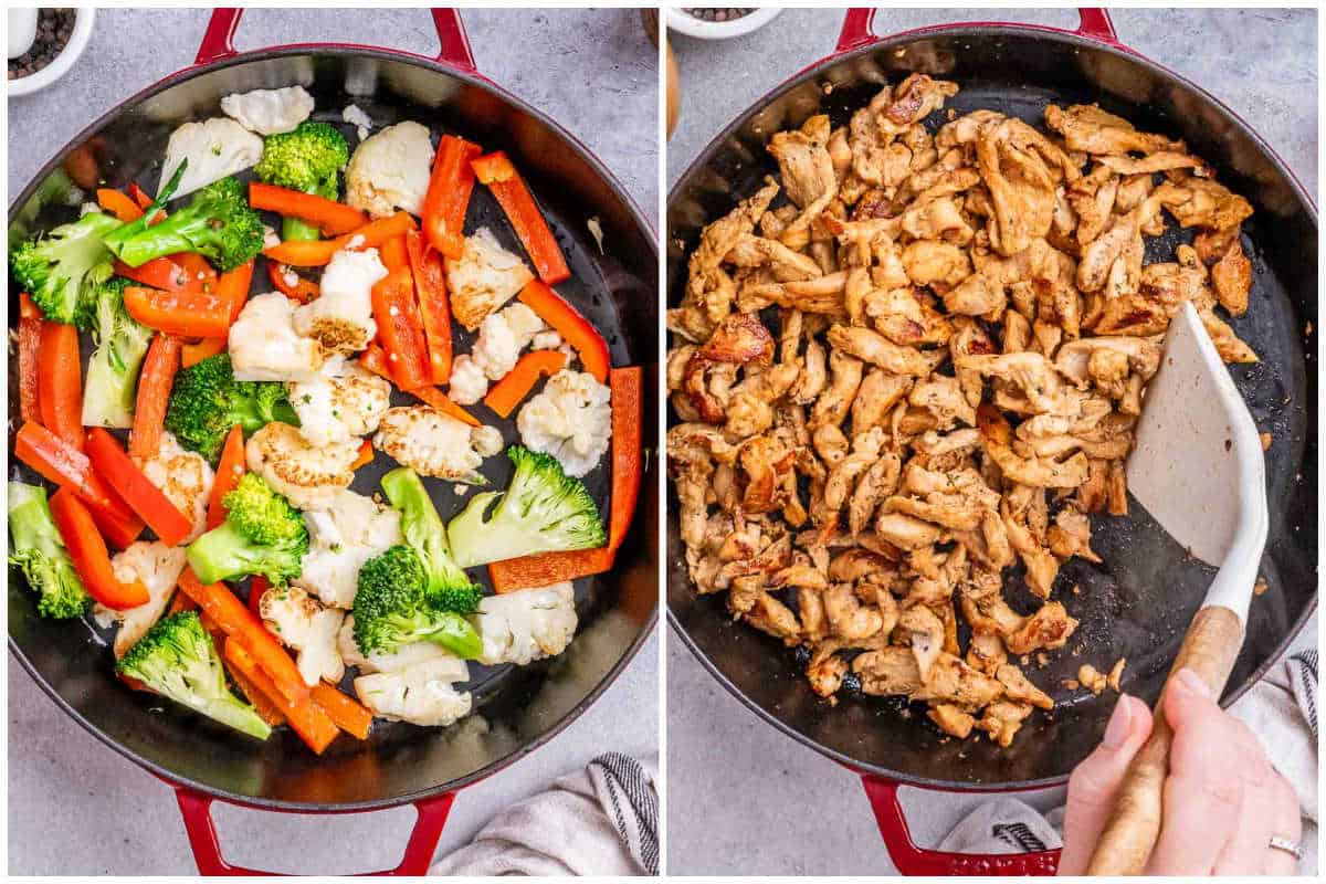 process shot to sear the veggies and cook the chicken.