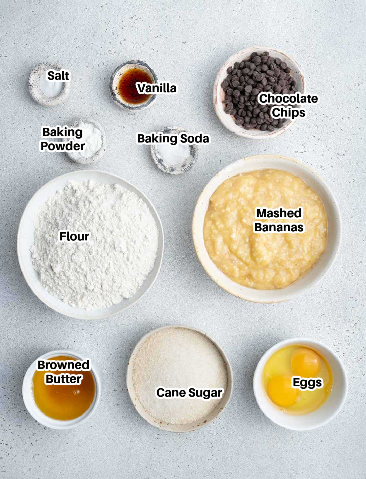 ingredients to make browned butter banana bread.