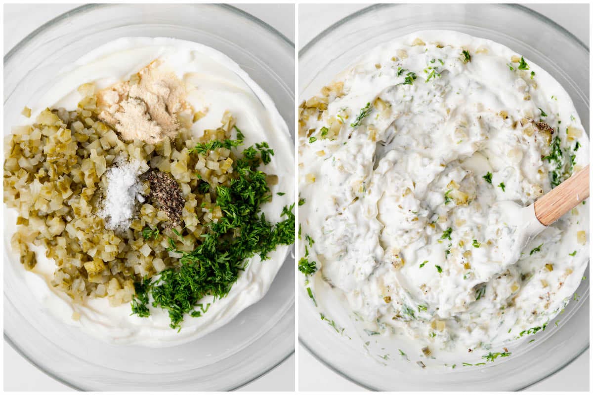 process shot to add the chopped dill and herbs in the yogurt bowl.