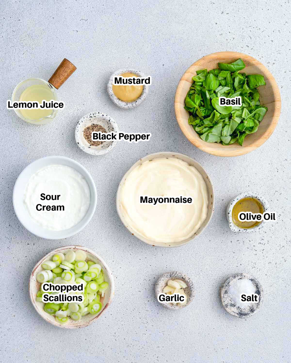 ingredients to make green goddess dressing. 