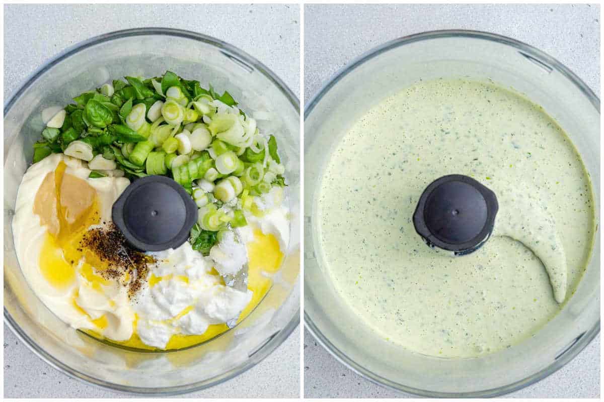 process shot to make green goddess dressing.