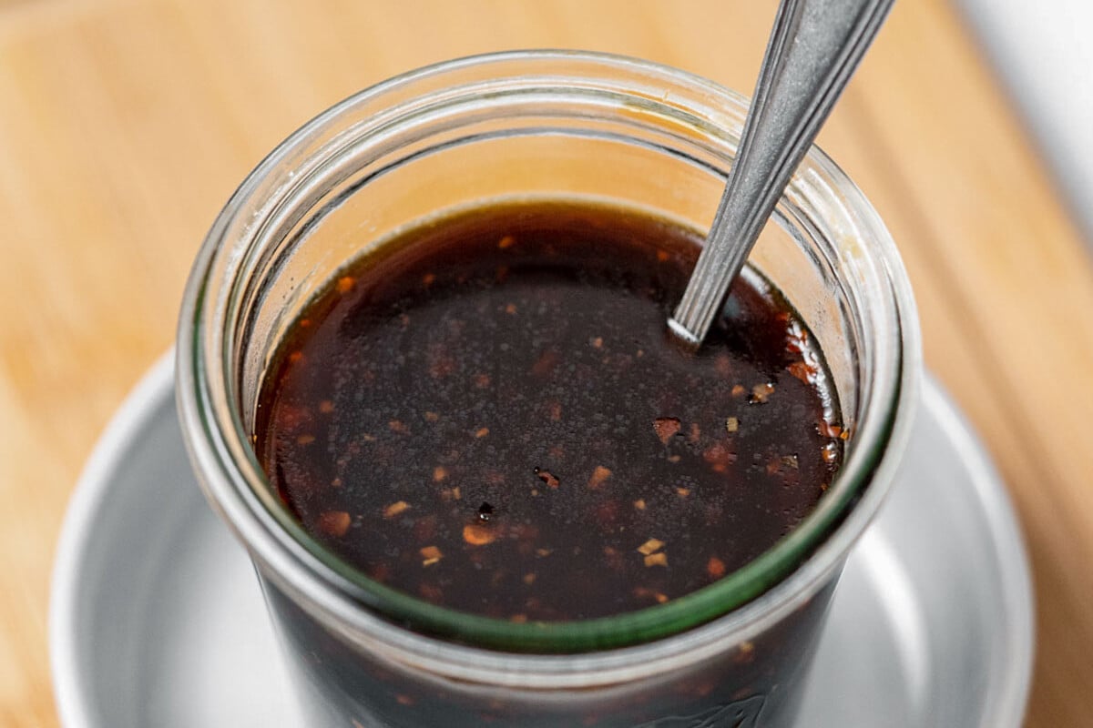 teriyaki sauce in a jar.