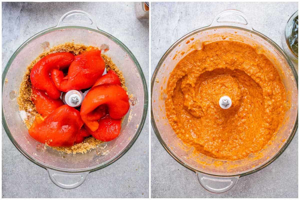 process shot to blend the peppers with the other ingredients in the food processor.