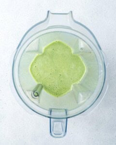 shamrock smoothie blended in a blender.