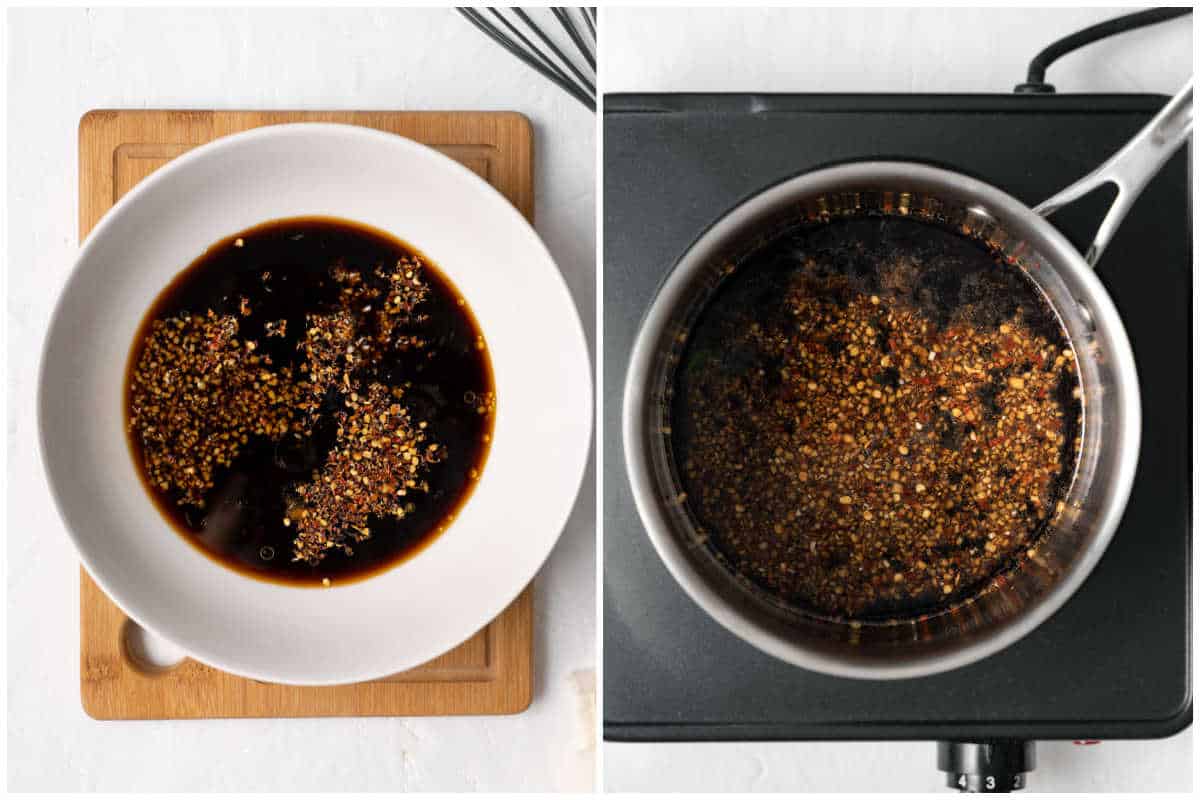 process shot to cook the teriyaki sauce.