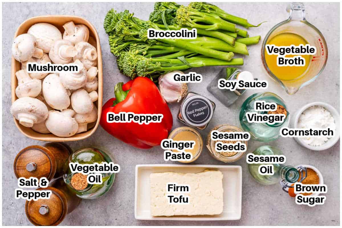 ingredients to make tofu stir fry.