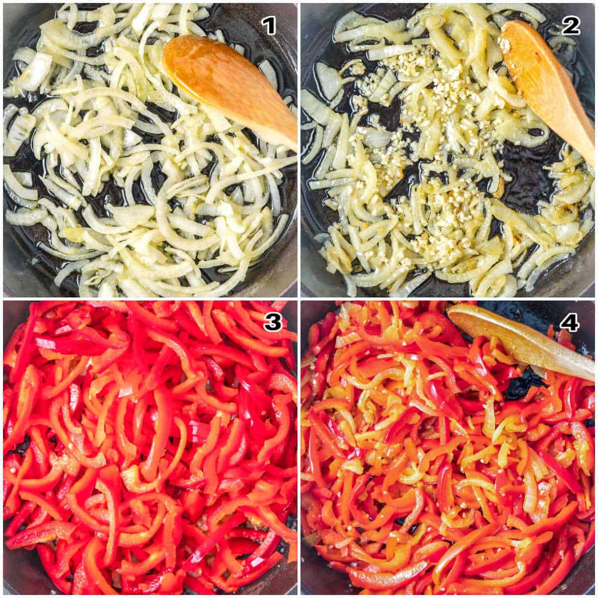 process thot to saute the onion with garlic and peppers/