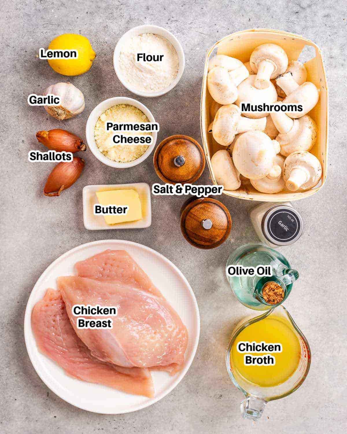 ingredients to make chicken scallopini.