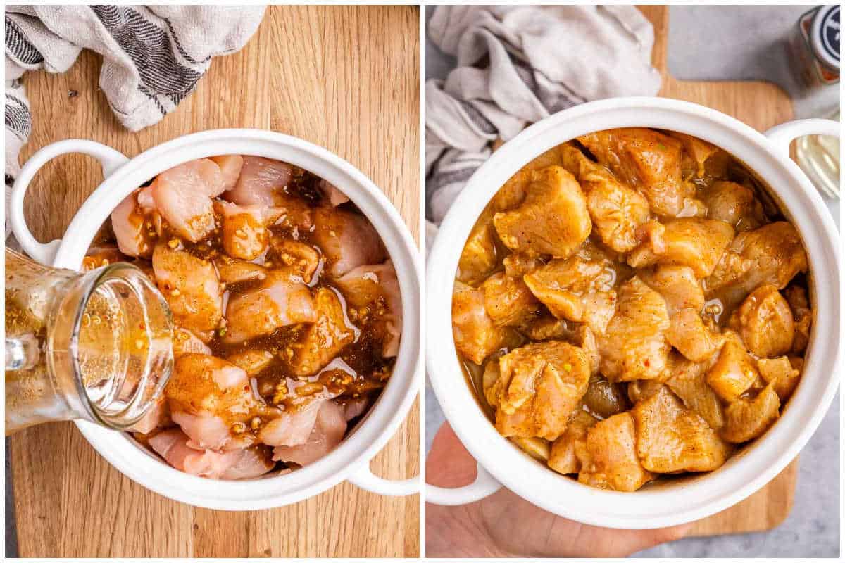 process shot to marinate the chicken.