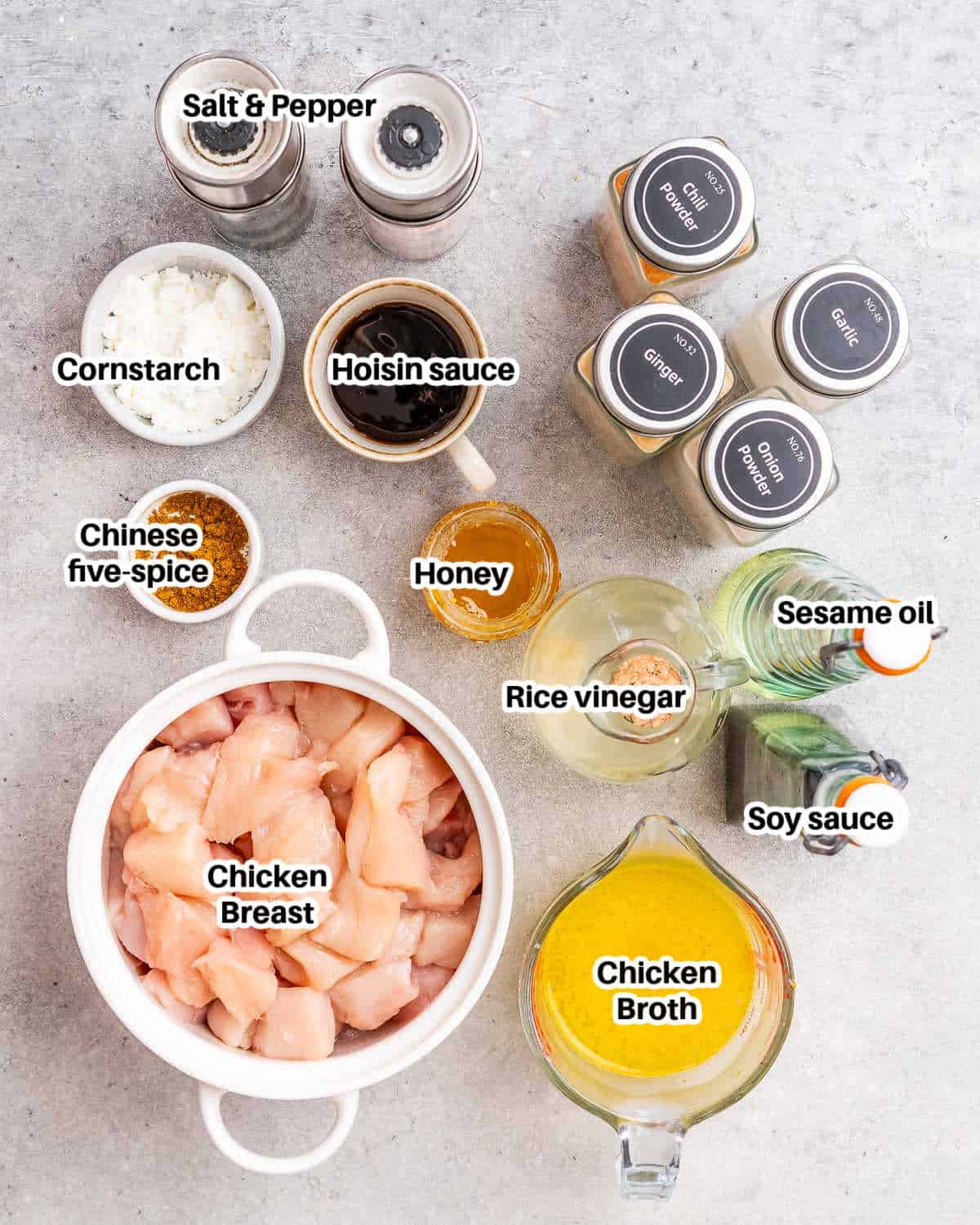 ingredients to make hoisin chicken.