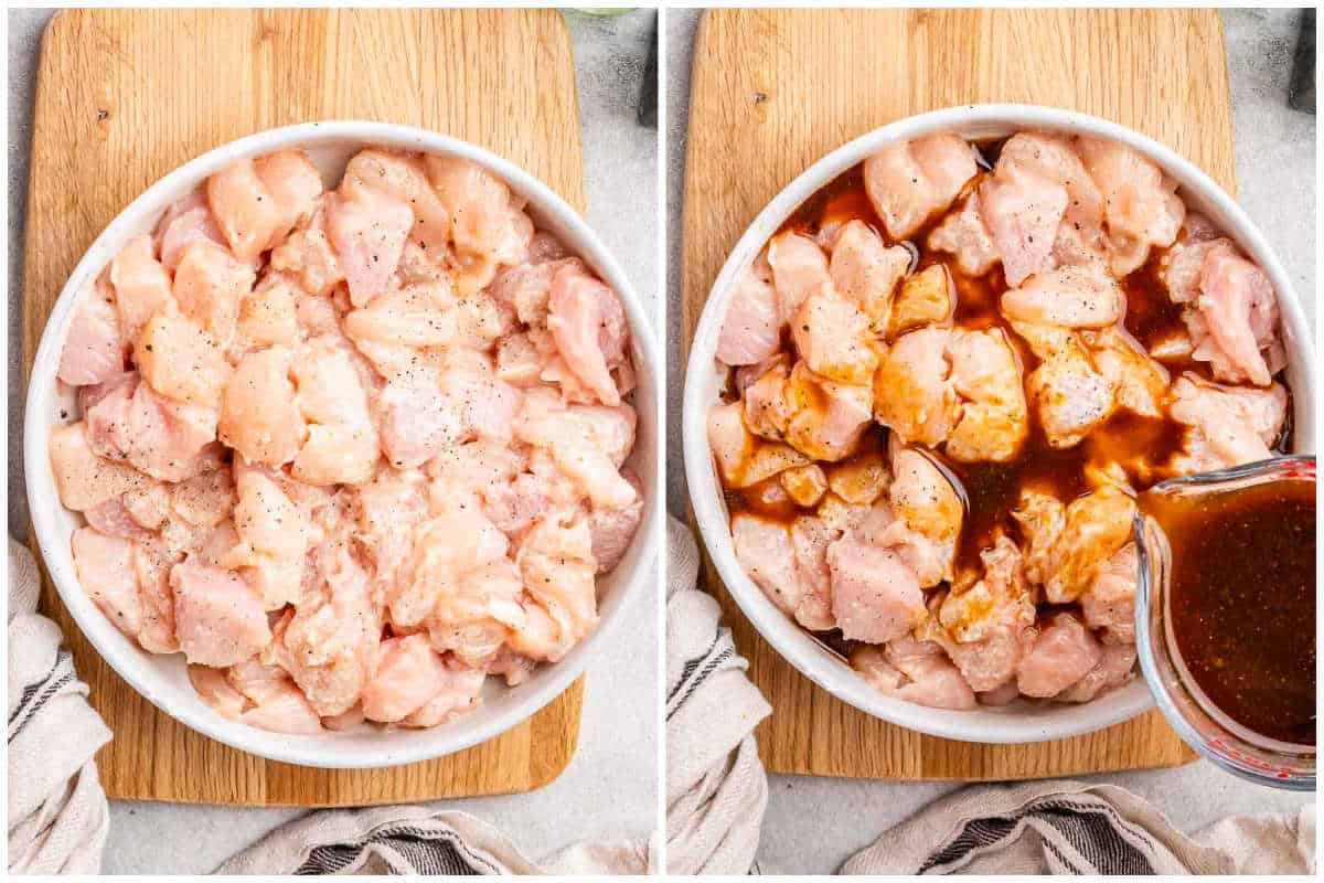 Process shoto to season the chicken in a bowl.