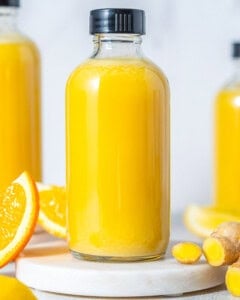 lemon ginger shots in 2 ounce bottles.