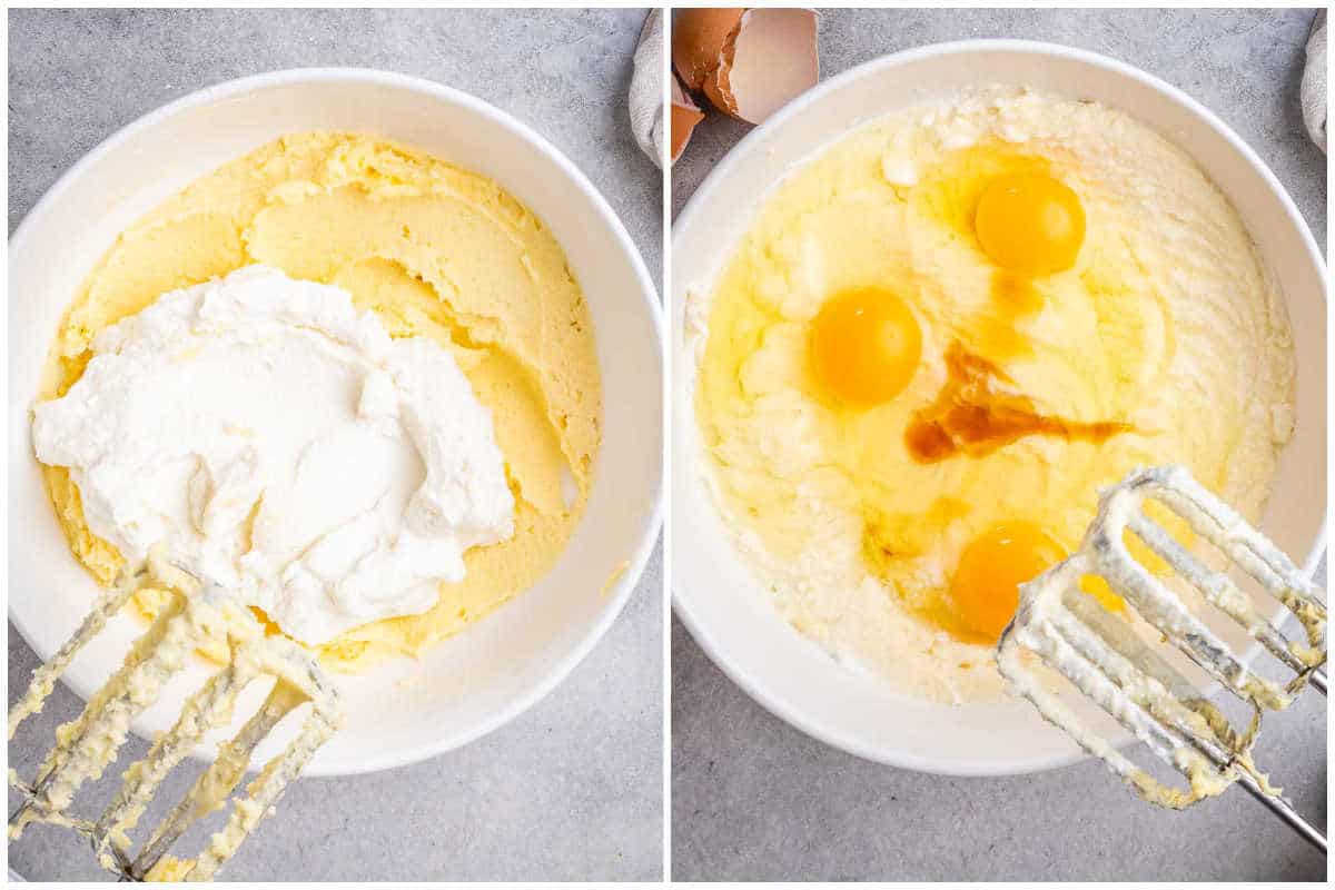 process shot to mix the egg and ricotta into the batter.