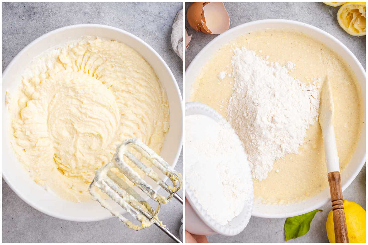process shot to blend the batter and add flour over the batter.