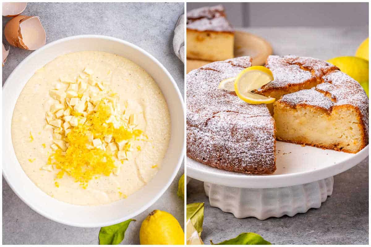 process shot to add the lemon zest and chocolate chips into the cake batter and baking.