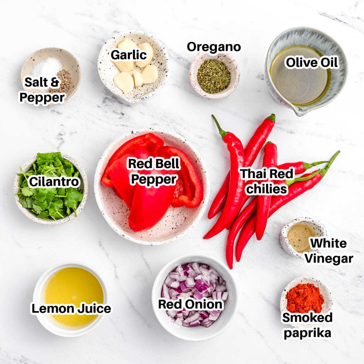 ingredients to make peri peri sauce.