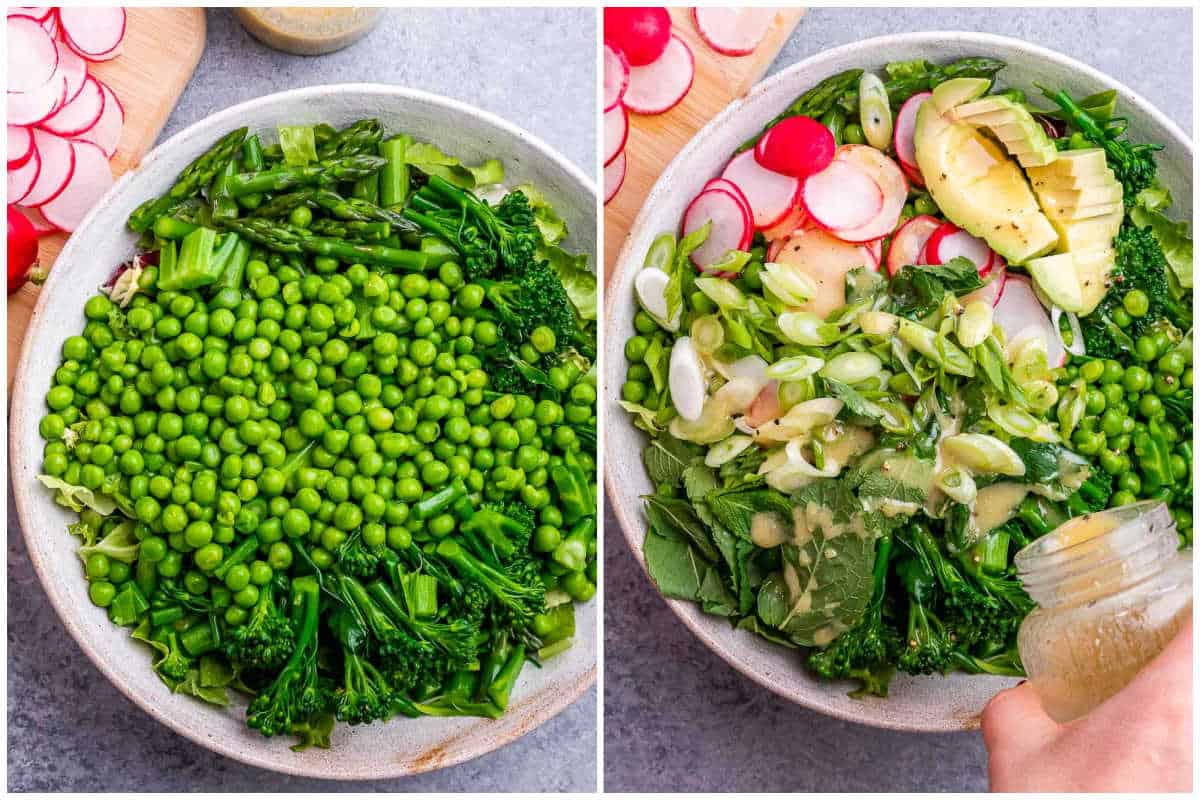 assemble the salad, drizzle the dressing on the salad and serve.