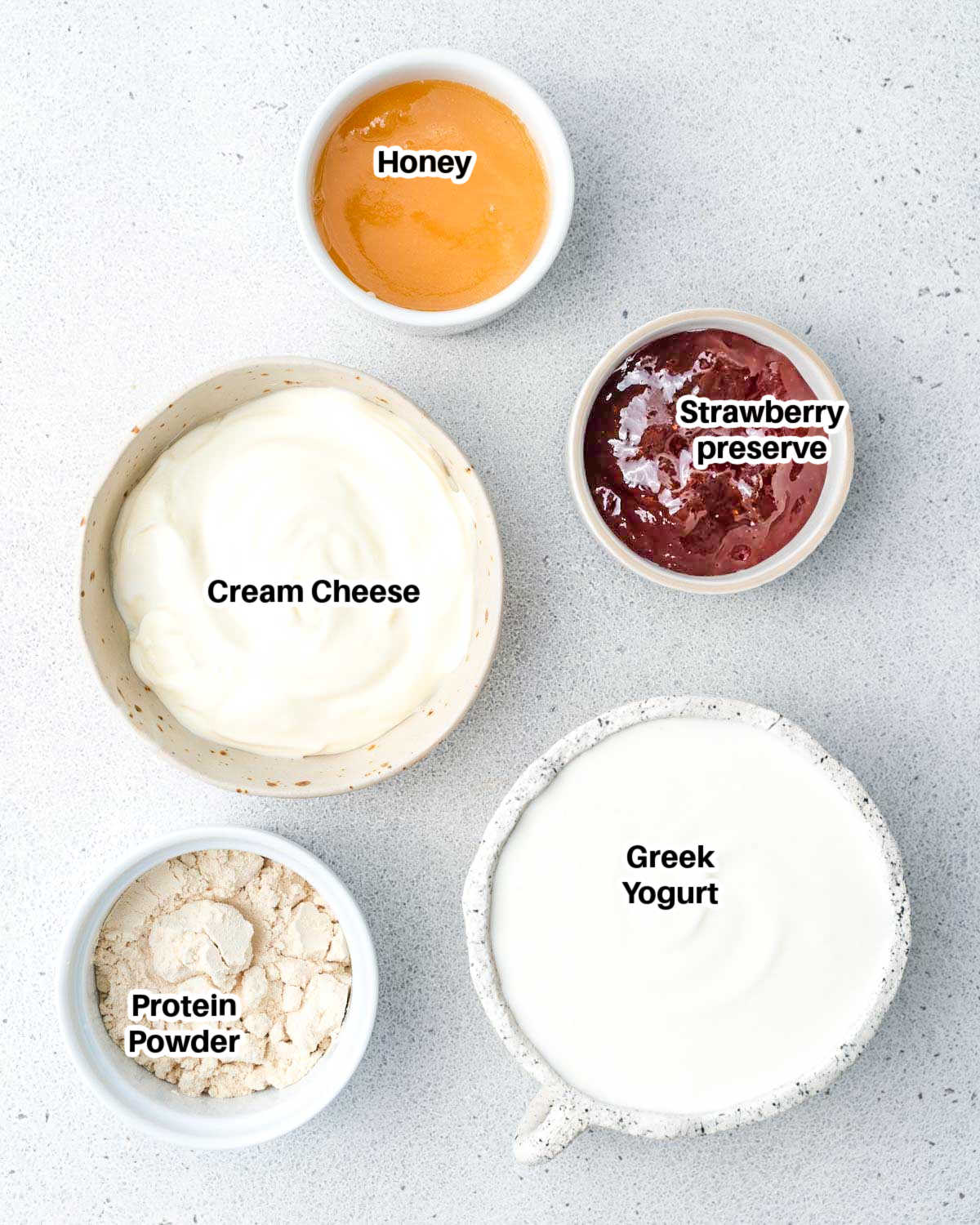 ingredients to make strawberry cheesecake dip.