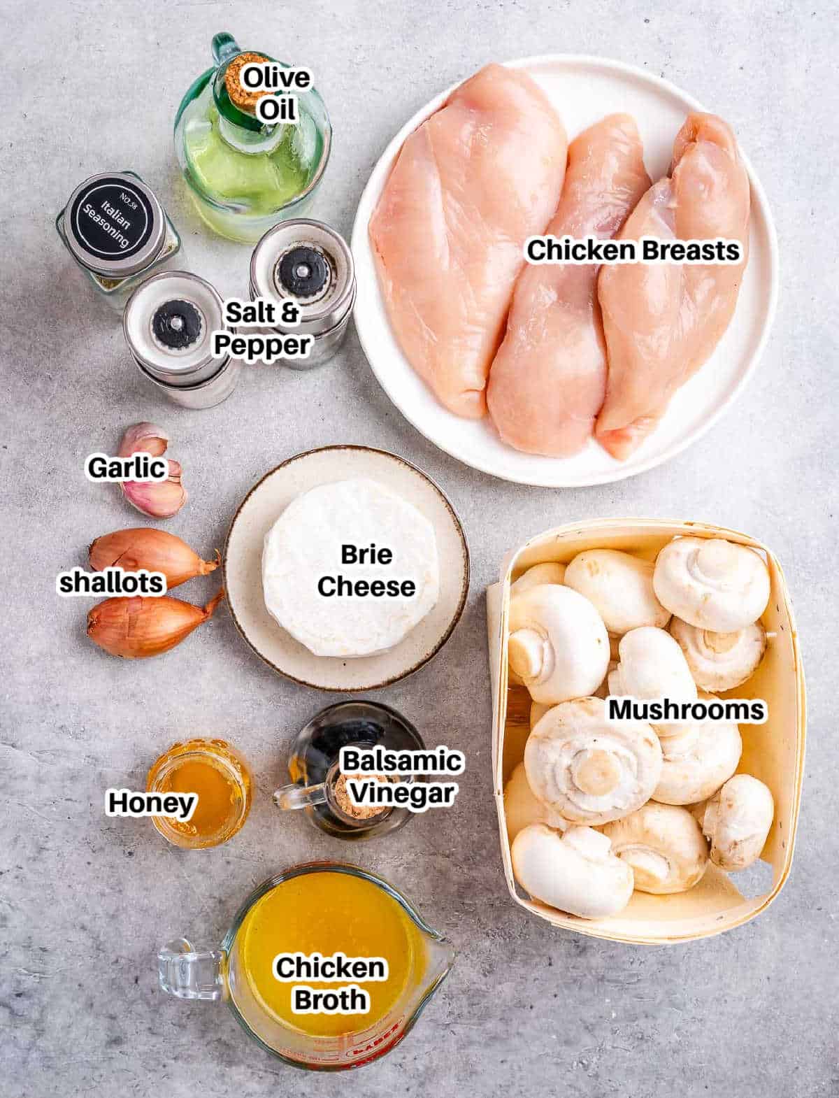 Ingredients for stuffed chicken marsala.