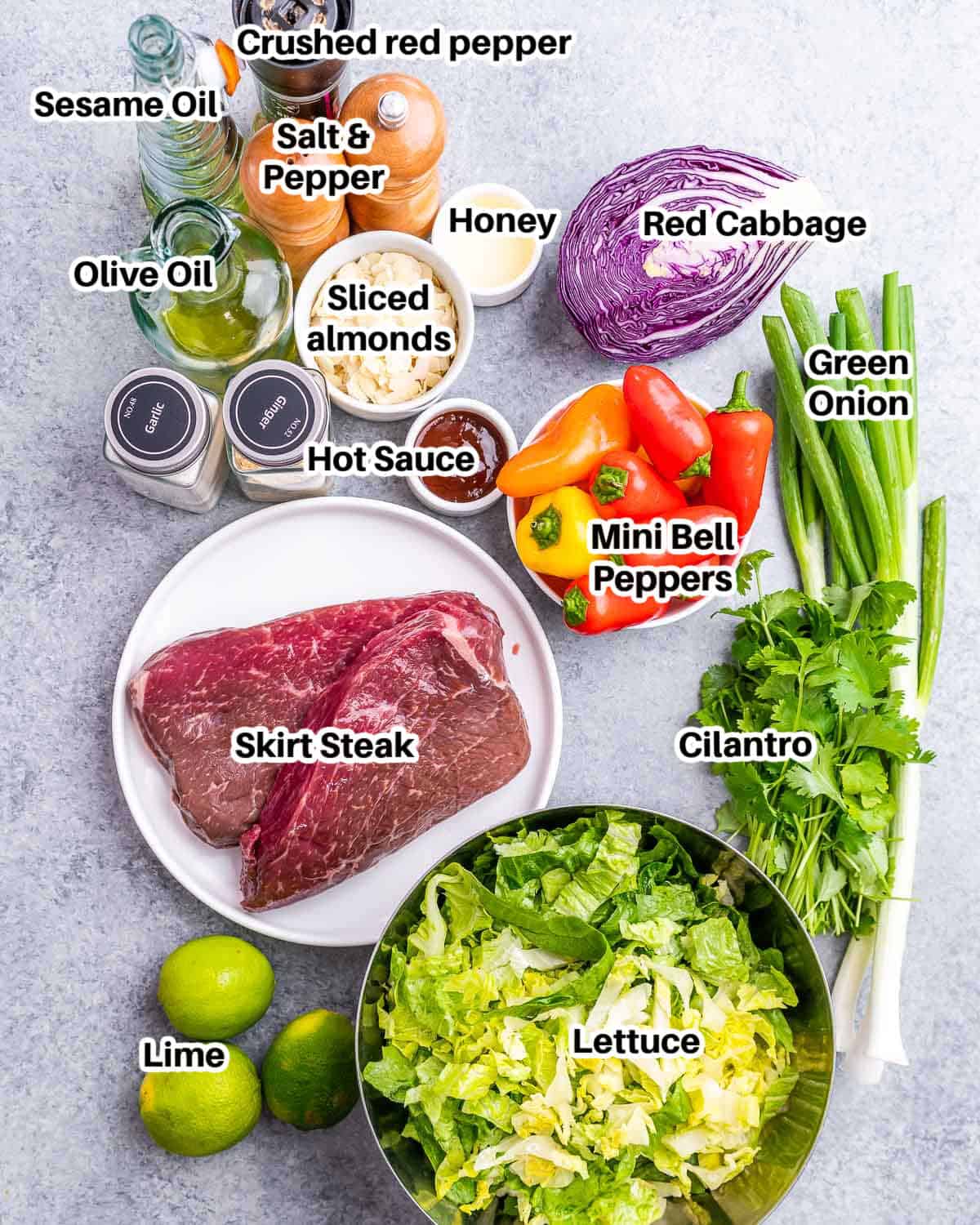 ingredients for Thai beef salad.
