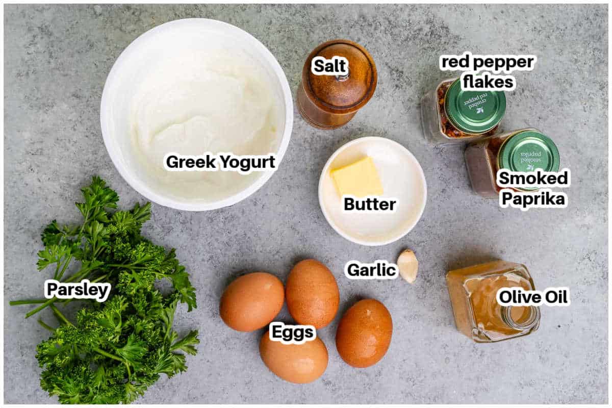 Ingredients to make Turkish eggs.