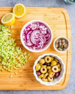 chopped veggies for the salad.