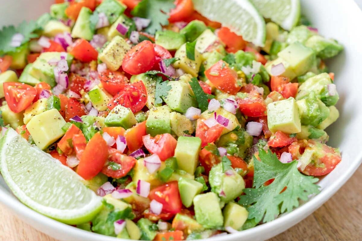 avocado salsa in a bowl.