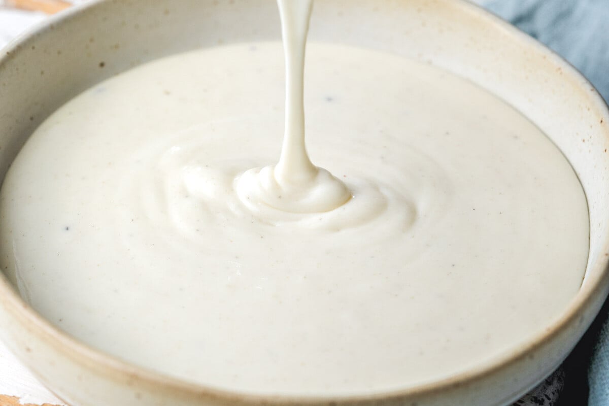 Bechamel sauce in a bowl.