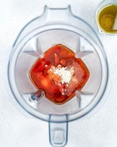 ingredients added to the blender.