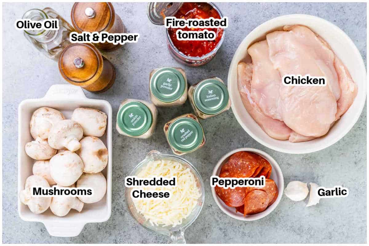 ingredients for chicken pizzaiola.